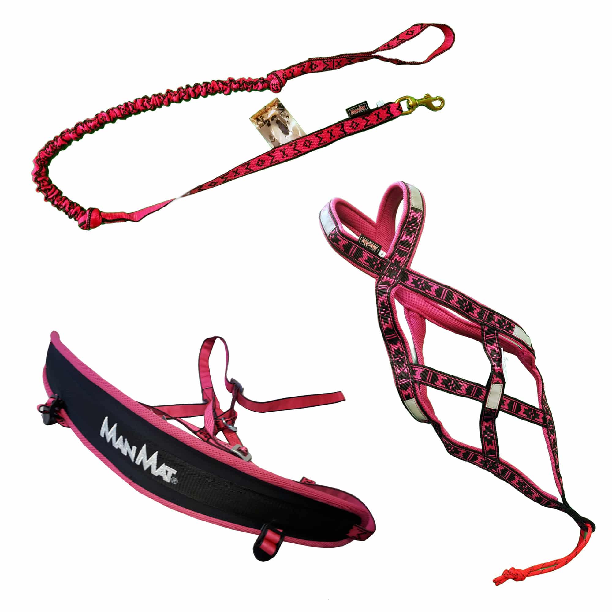 Kit Canicross Rose materiel laisse ceinture harnais pour chien