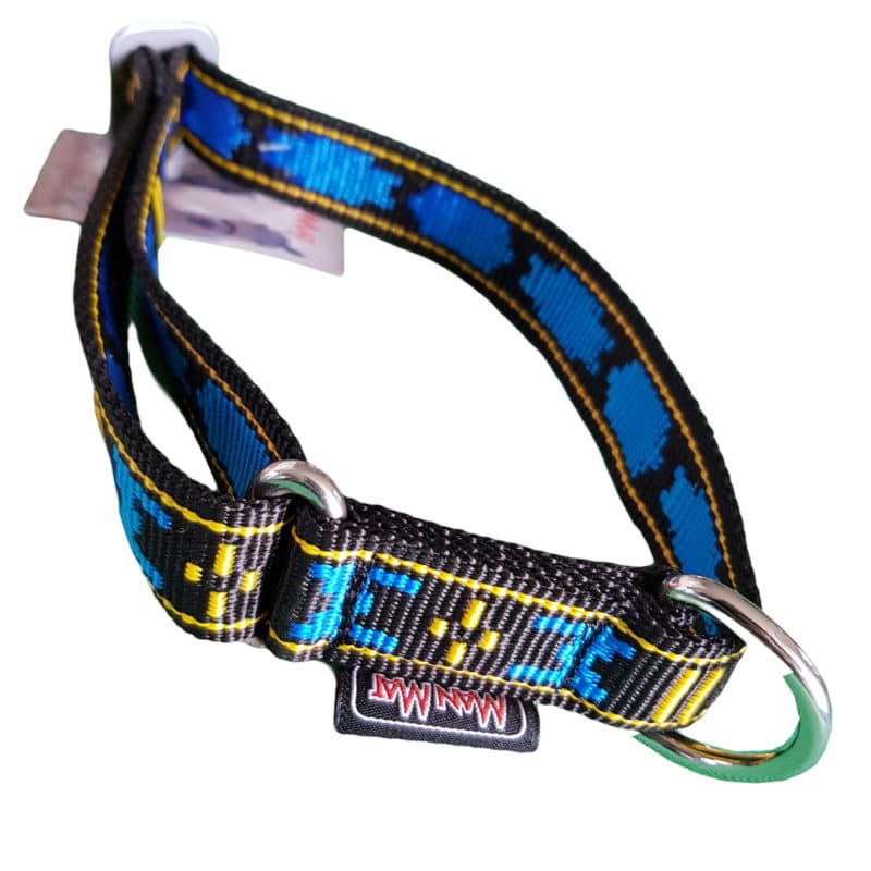 collier pour chien solide sport nylon manmat bleu noir