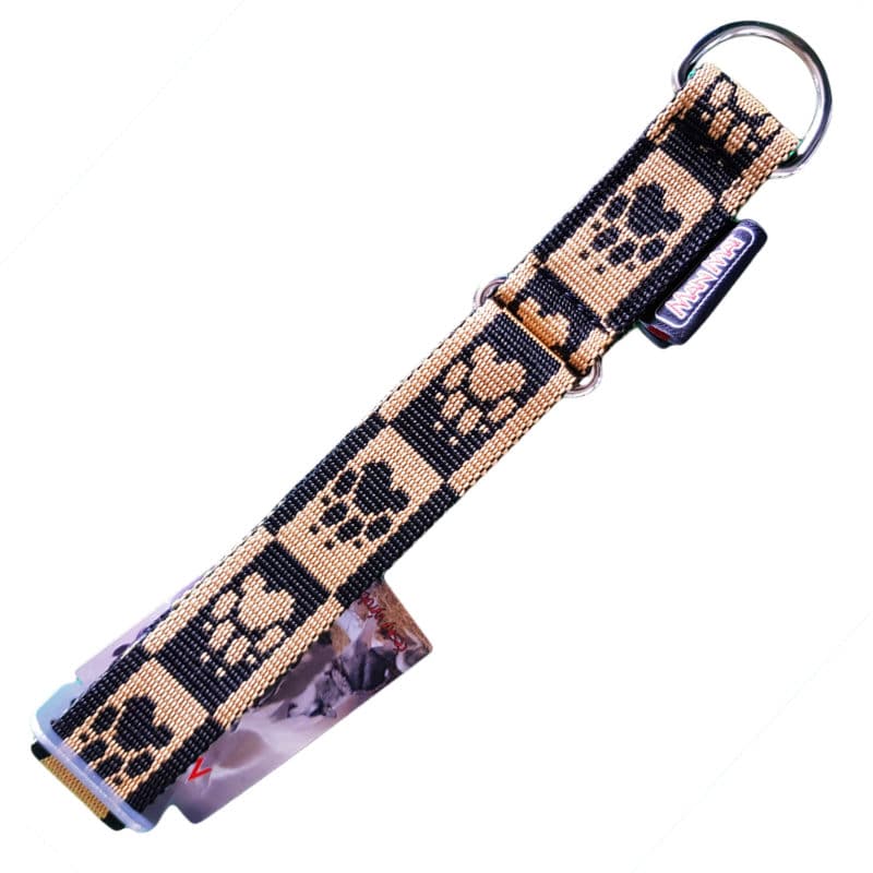 collier pour chien sport nylon manmat patte chien beige noir