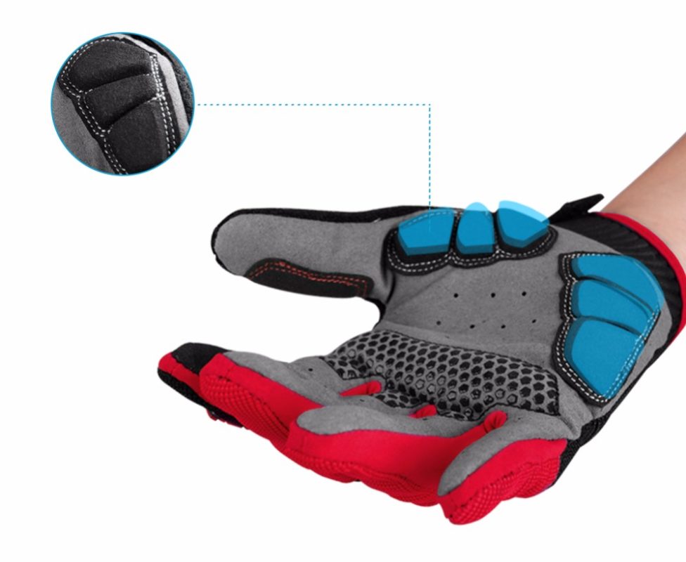 gants vtt canivtt long rouge amortisseur protection paume main