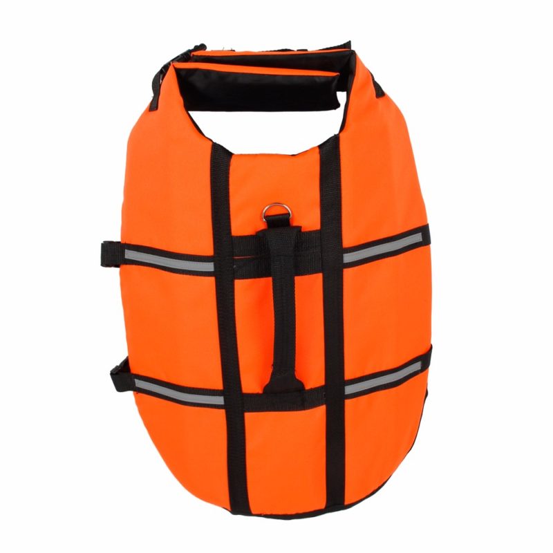 gilet de sauvetage pour chien orange attache laisse