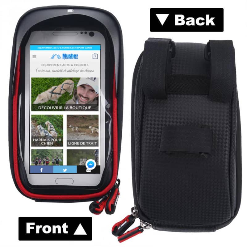 Sacoche cani VTT pour smartphone et kit réparation face dos