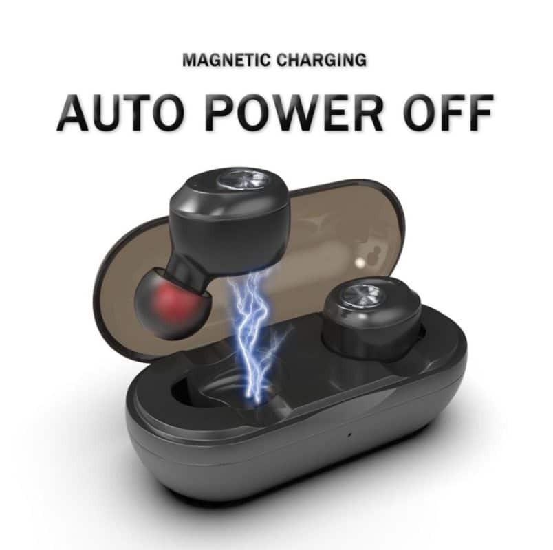 Écouteurs bluetooth sans fil chargement magnetique power