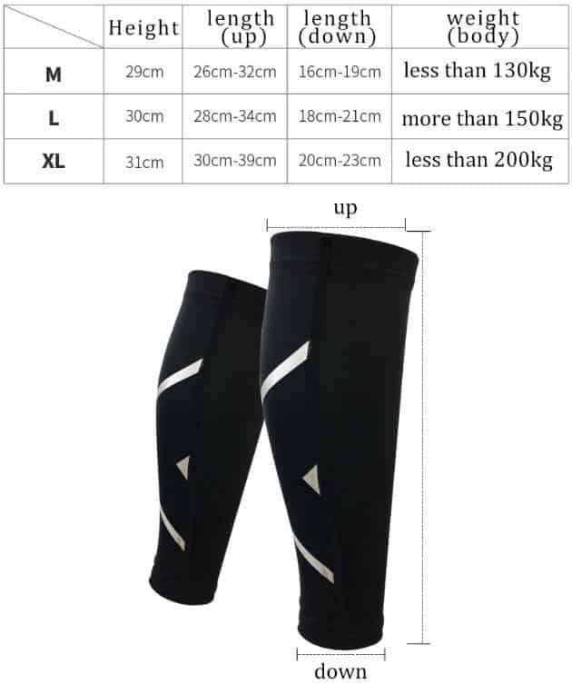 guetre compression reflectactive taille