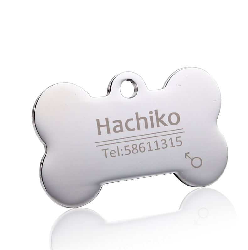 medaille chien os personnalise argent gravue offert