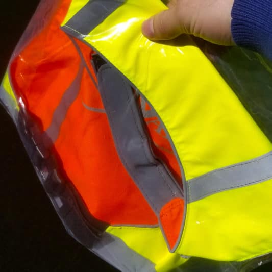 gilet fluorescent reversible pour chien jaune orange